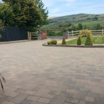 Paved driveway in countryside
