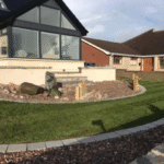 Grass around stone patch