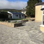 Landscaping with grey slabs